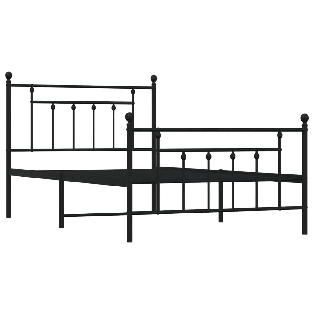 Cadru pat metalic cu tăblii de cap/picioare, negru, 100x200 cm GartenMobel Dekor