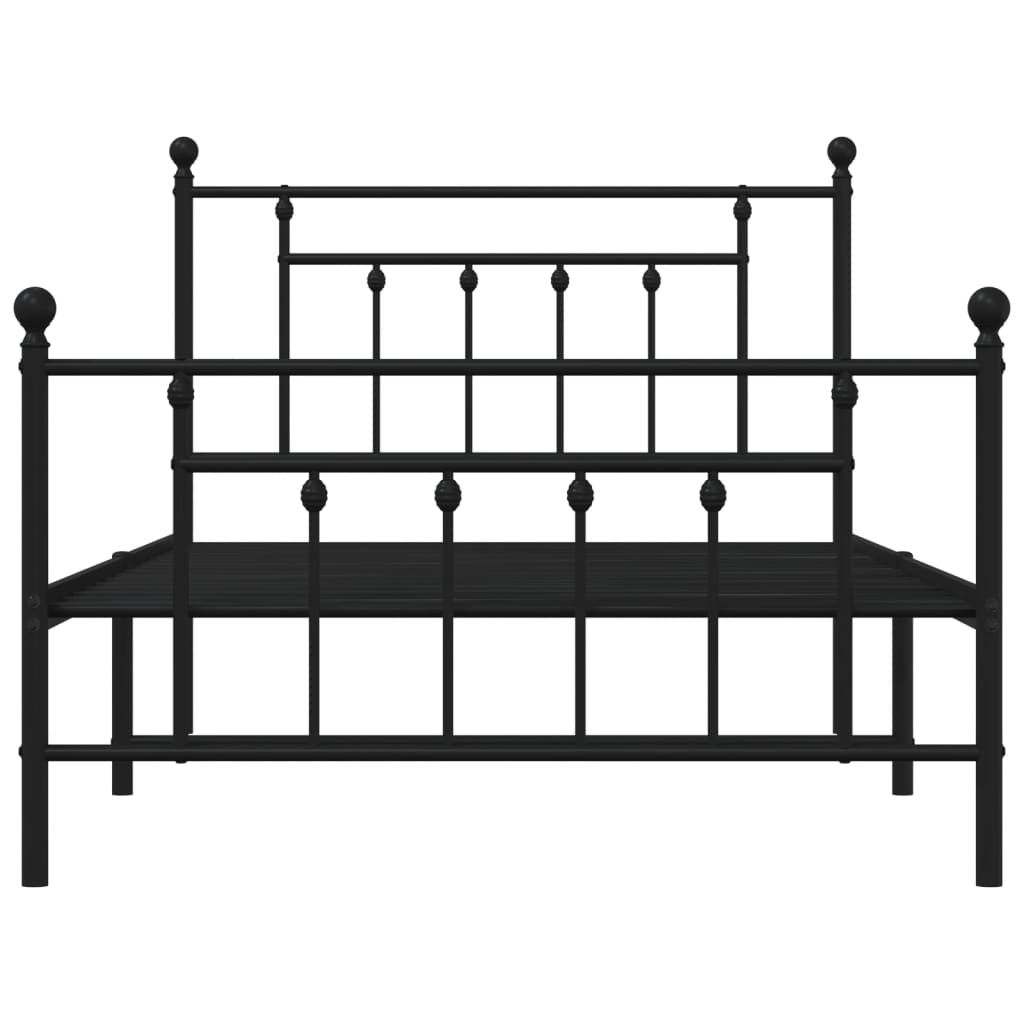 Cadru pat metalic cu tăblii de cap/picioare, negru, 107x203 cm GartenMobel Dekor