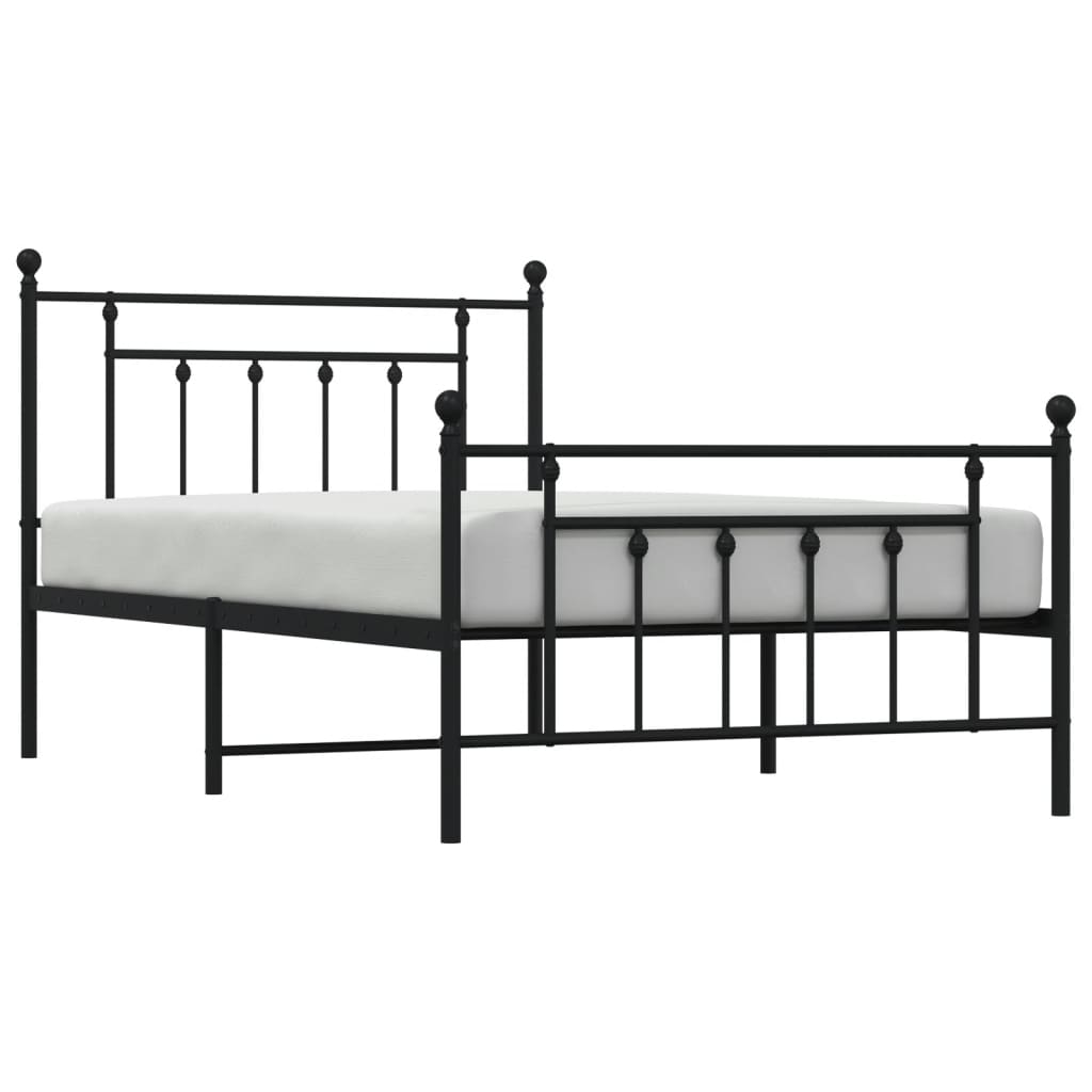 Cadru pat metalic cu tăblii de cap/picioare, negru, 107x203 cm GartenMobel Dekor