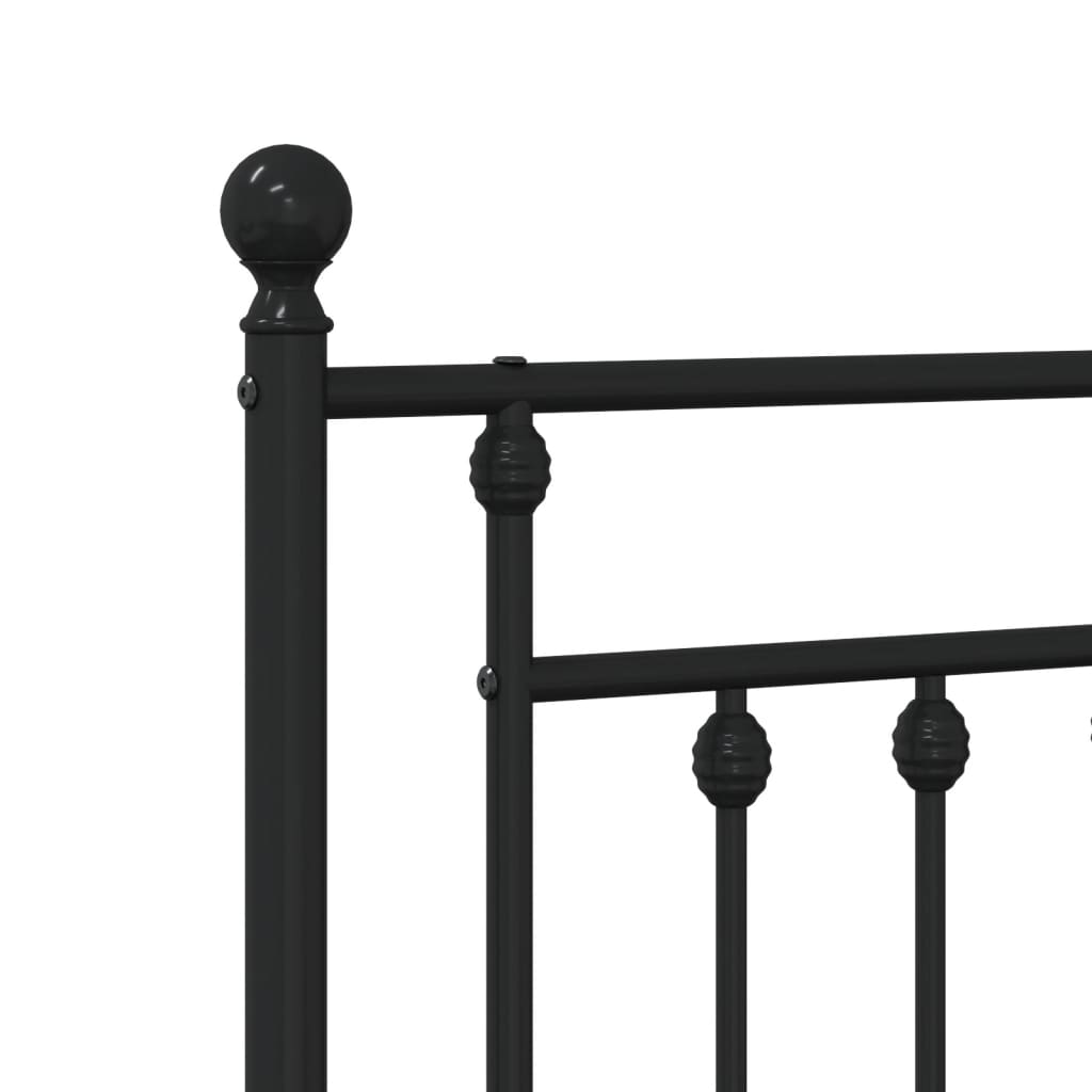 Cadru pat metalic cu tăblii de cap/picioare, negru, 107x203 cm GartenMobel Dekor