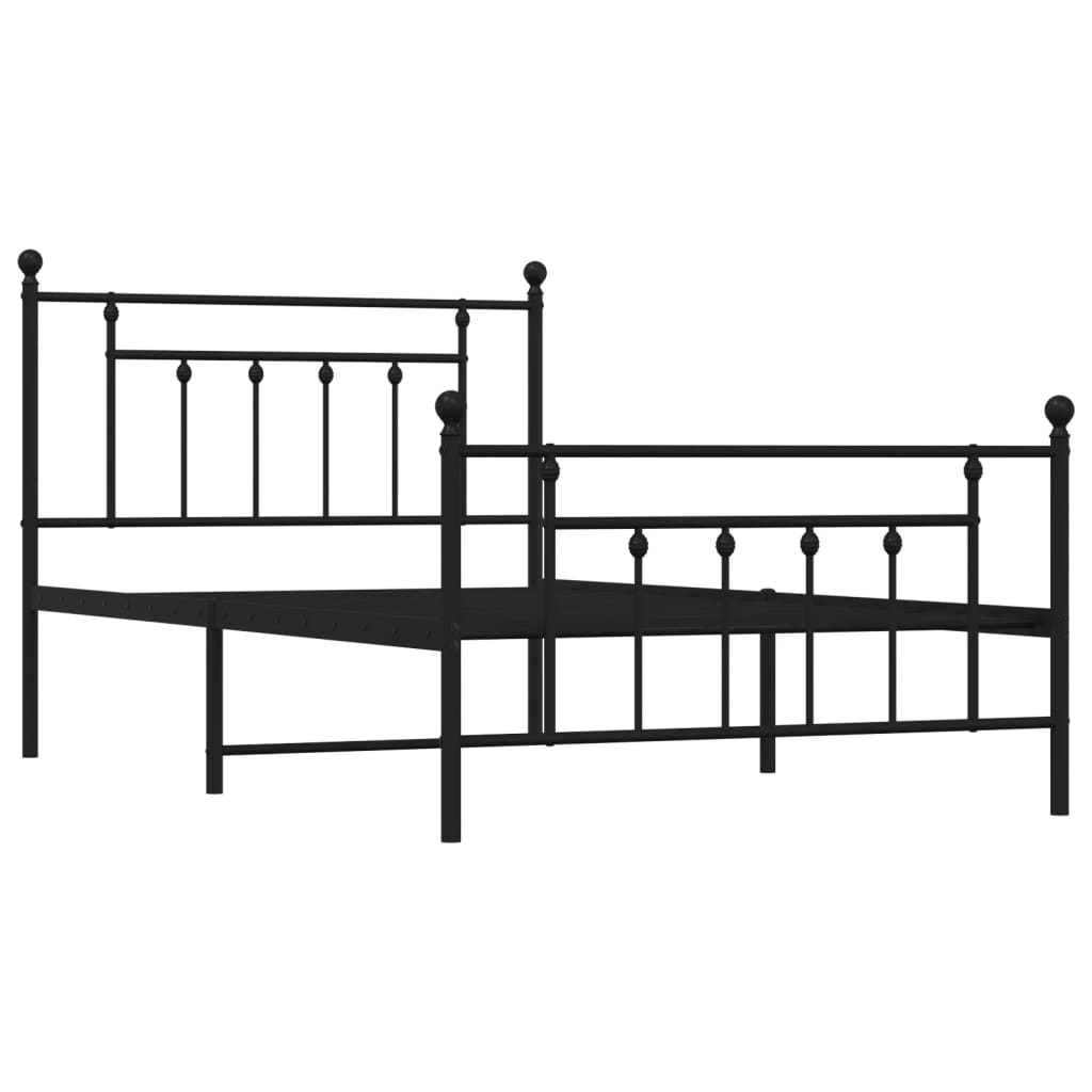 Cadru pat metalic cu tăblii de cap/picioare, negru, 107x203 cm GartenMobel Dekor