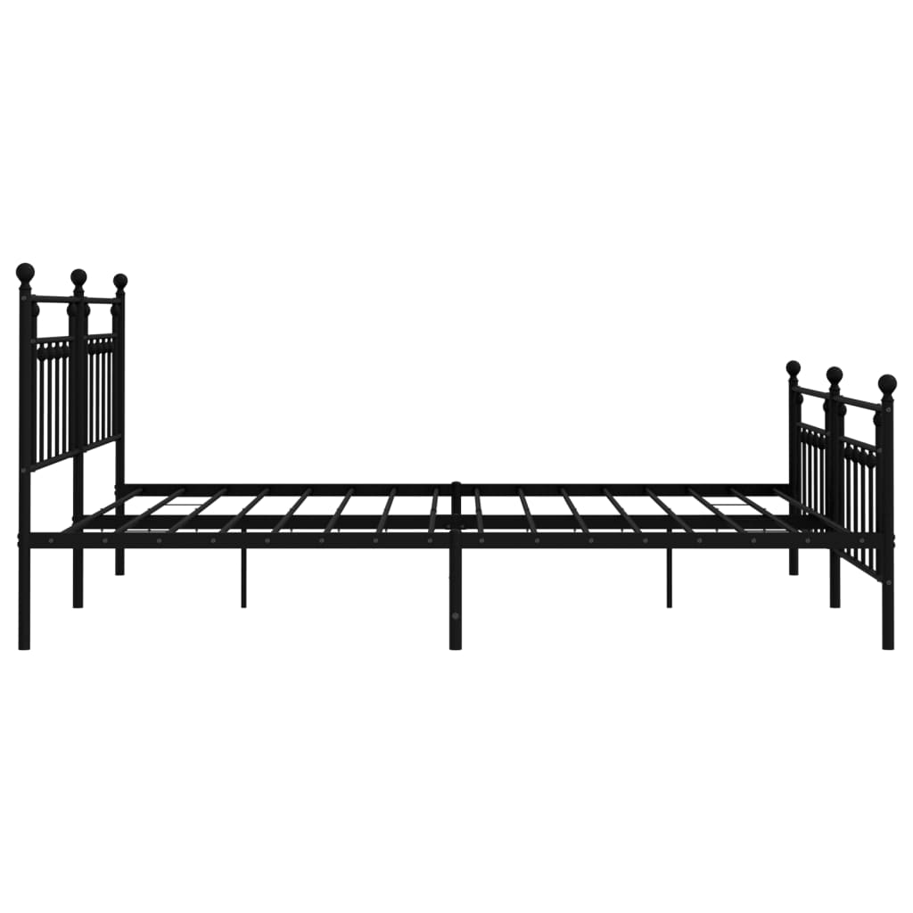 Cadru pat metalic cu tăblii de cap/picioare, negru, 200x200 cm GartenMobel Dekor