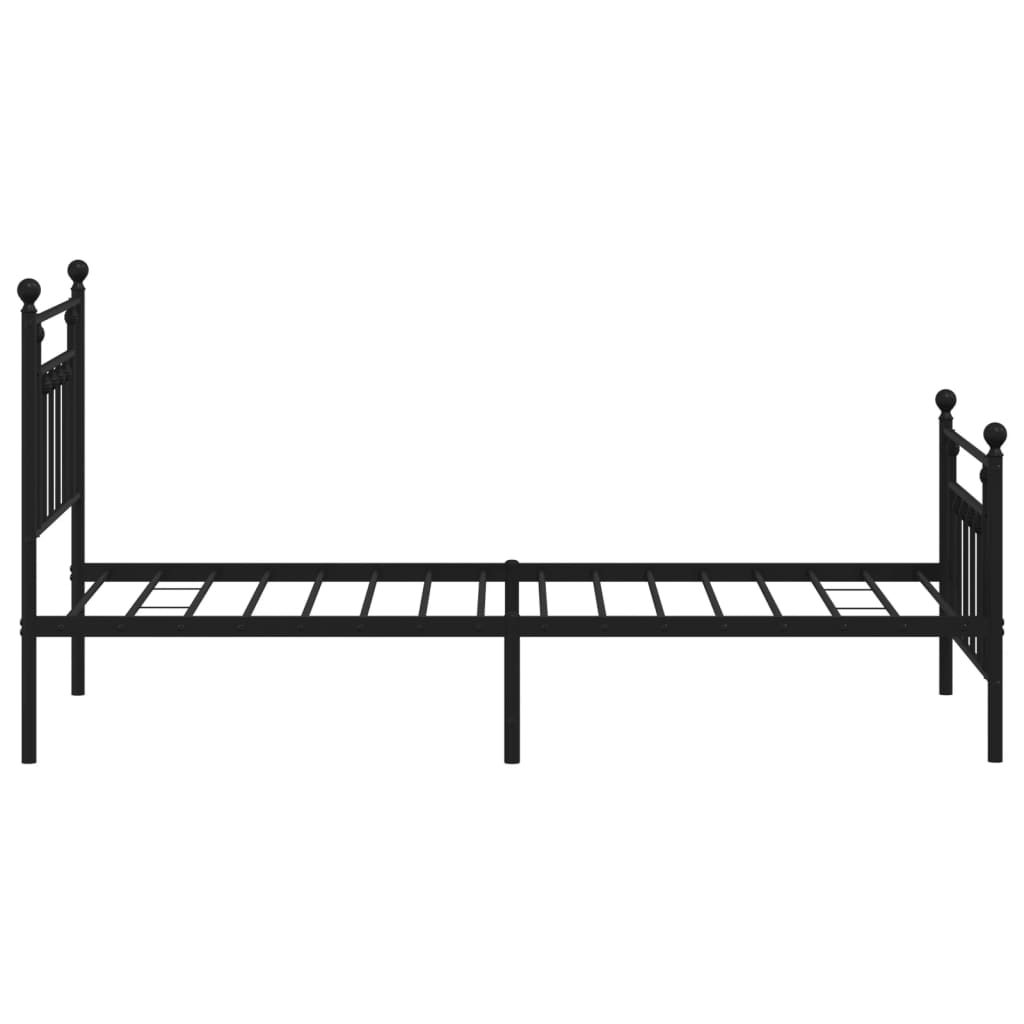 Cadru pat metalic cu tăblii de cap/picioare, negru, 90x190 cm GartenMobel Dekor