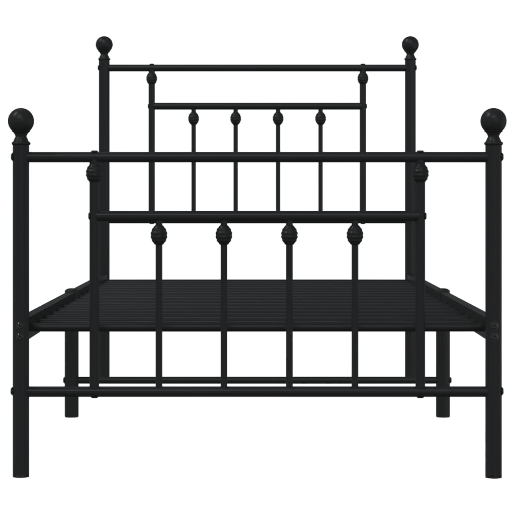 Cadru pat metalic cu tăblii de cap/picioare, negru, 90x190 cm GartenMobel Dekor