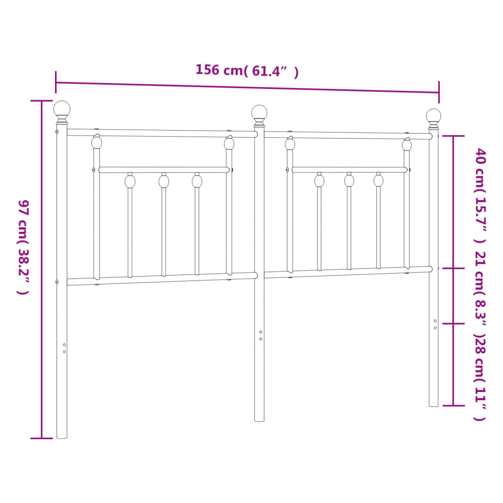 Tăblie de pat metalică, negru, 150 cm GartenMobel Dekor