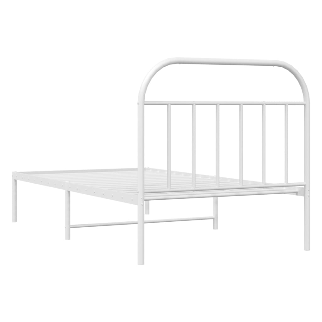 Cadru de pat din metal cu tăblie, alb, 107x203 cm GartenMobel Dekor