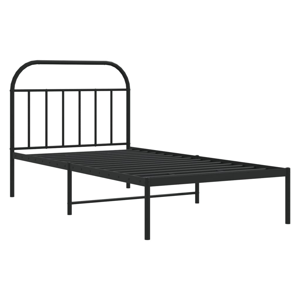 Cadru de pat din metal cu tăblie, negru, 100x200 cm GartenMobel Dekor