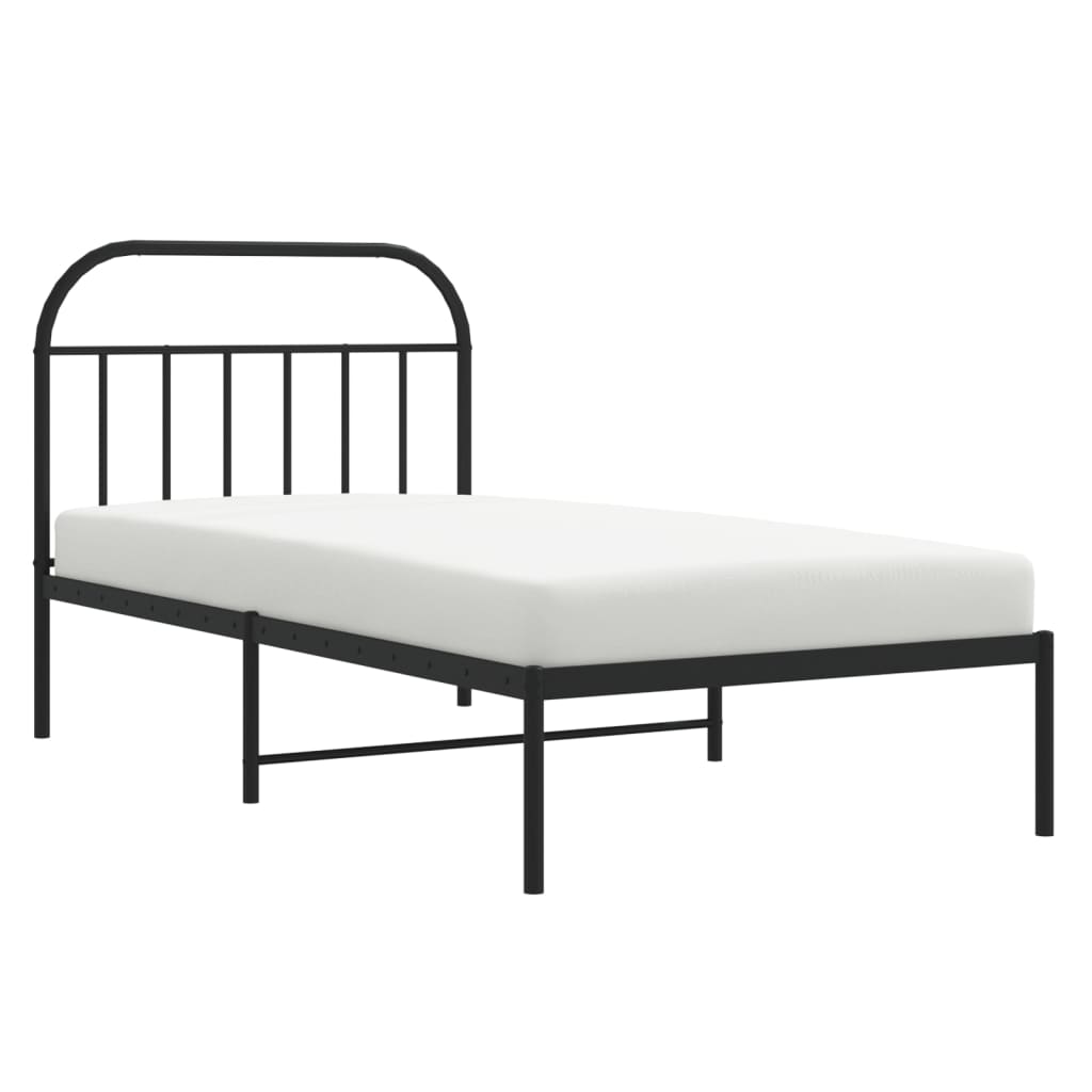 Cadru de pat din metal cu tăblie, negru, 107x203 cm GartenMobel Dekor