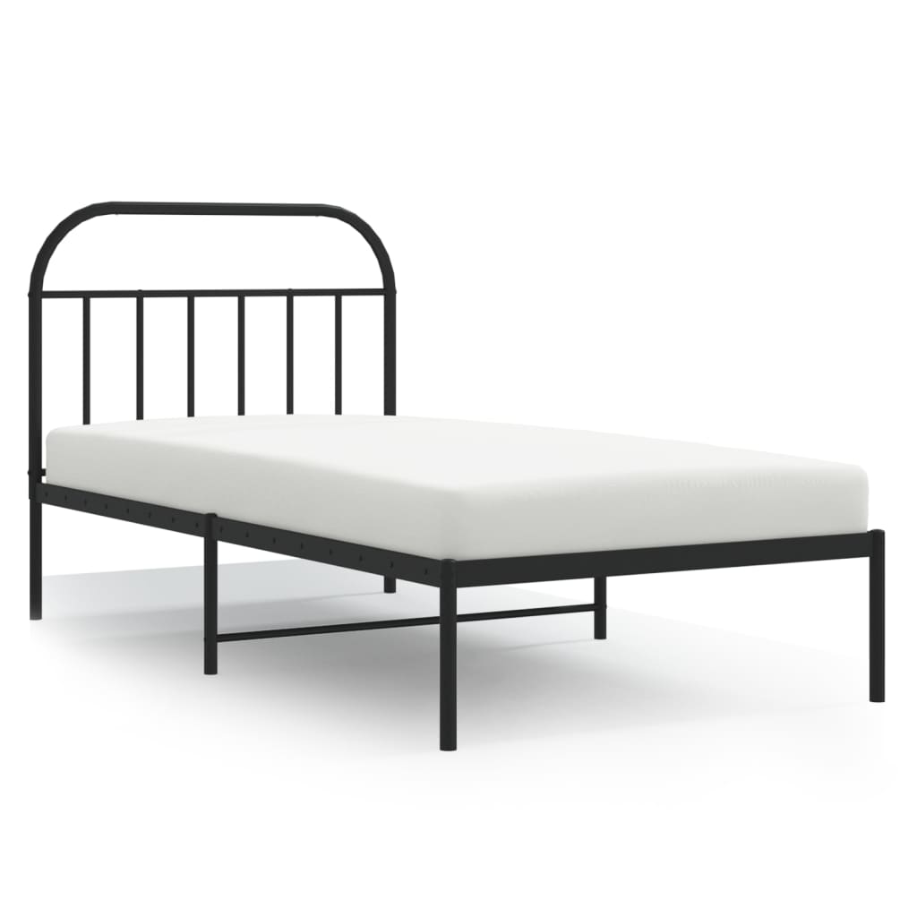 Cadru de pat din metal cu tăblie, negru, 107x203 cm GartenMobel Dekor