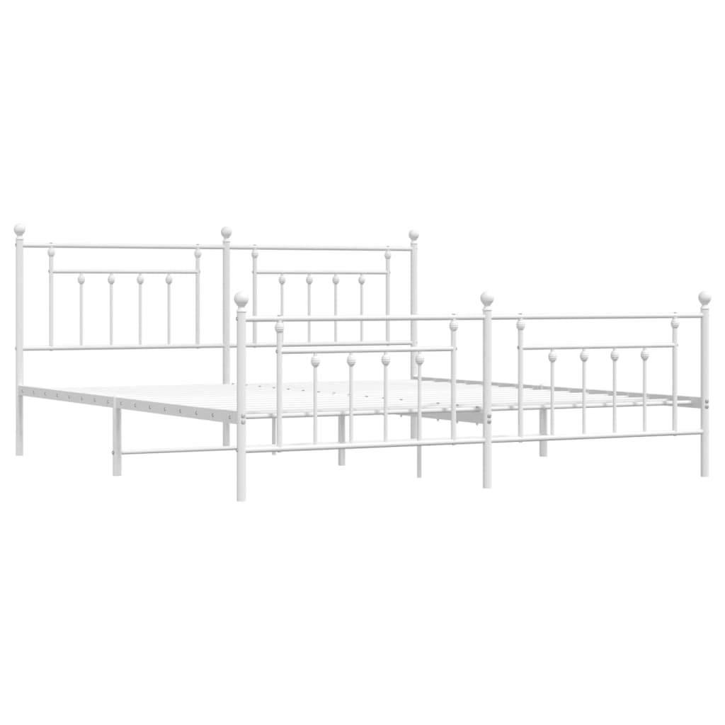 Cadru de pat metalic cu tăblie, alb, 200x200 cm GartenMobel Dekor