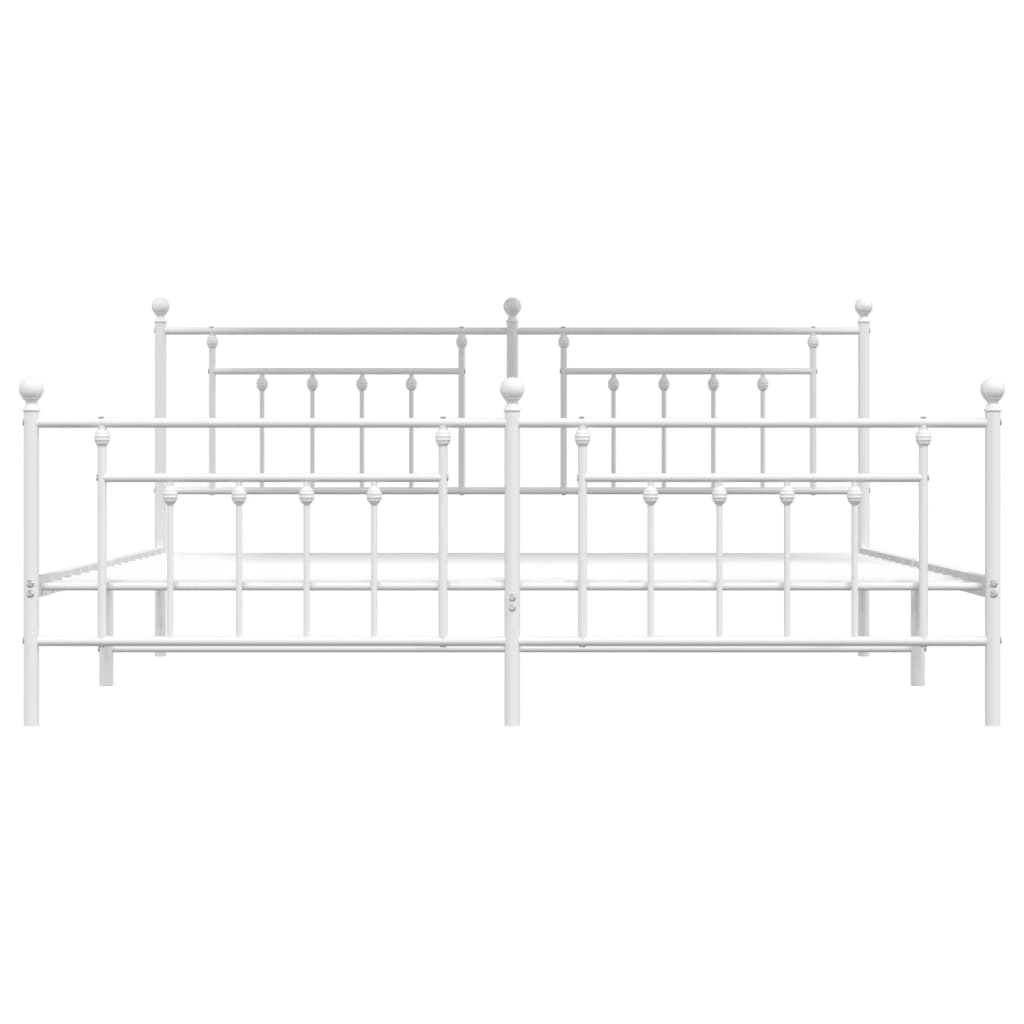 Cadru de pat metalic cu tăblie, alb, 200x200 cm GartenMobel Dekor