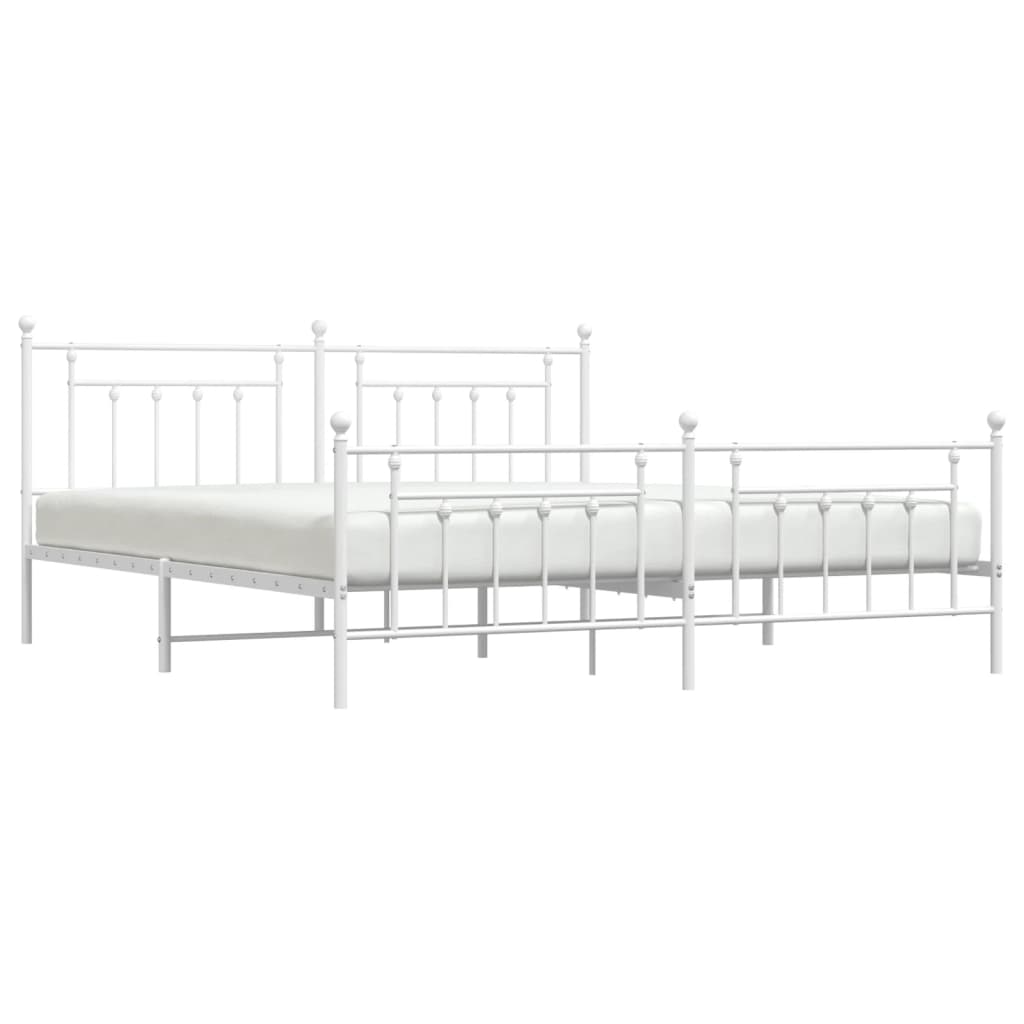 Cadru de pat metalic cu tăblie, alb, 200x200 cm GartenMobel Dekor