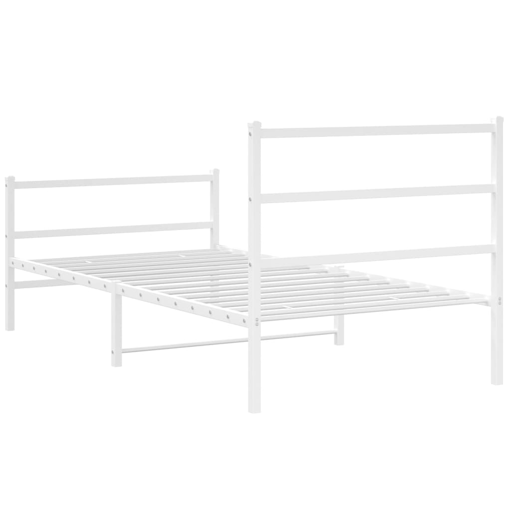 Cadru de pat metalic cu tăblie de cap/picioare  alb, 100x190 cm GartenMobel Dekor