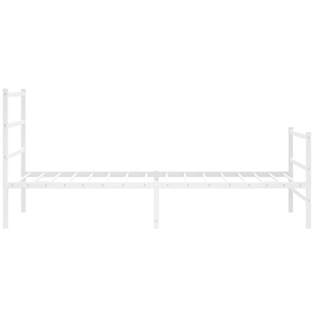 Cadru de pat metalic cu tăblie de cap/picioare  alb, 100x200 cm GartenMobel Dekor