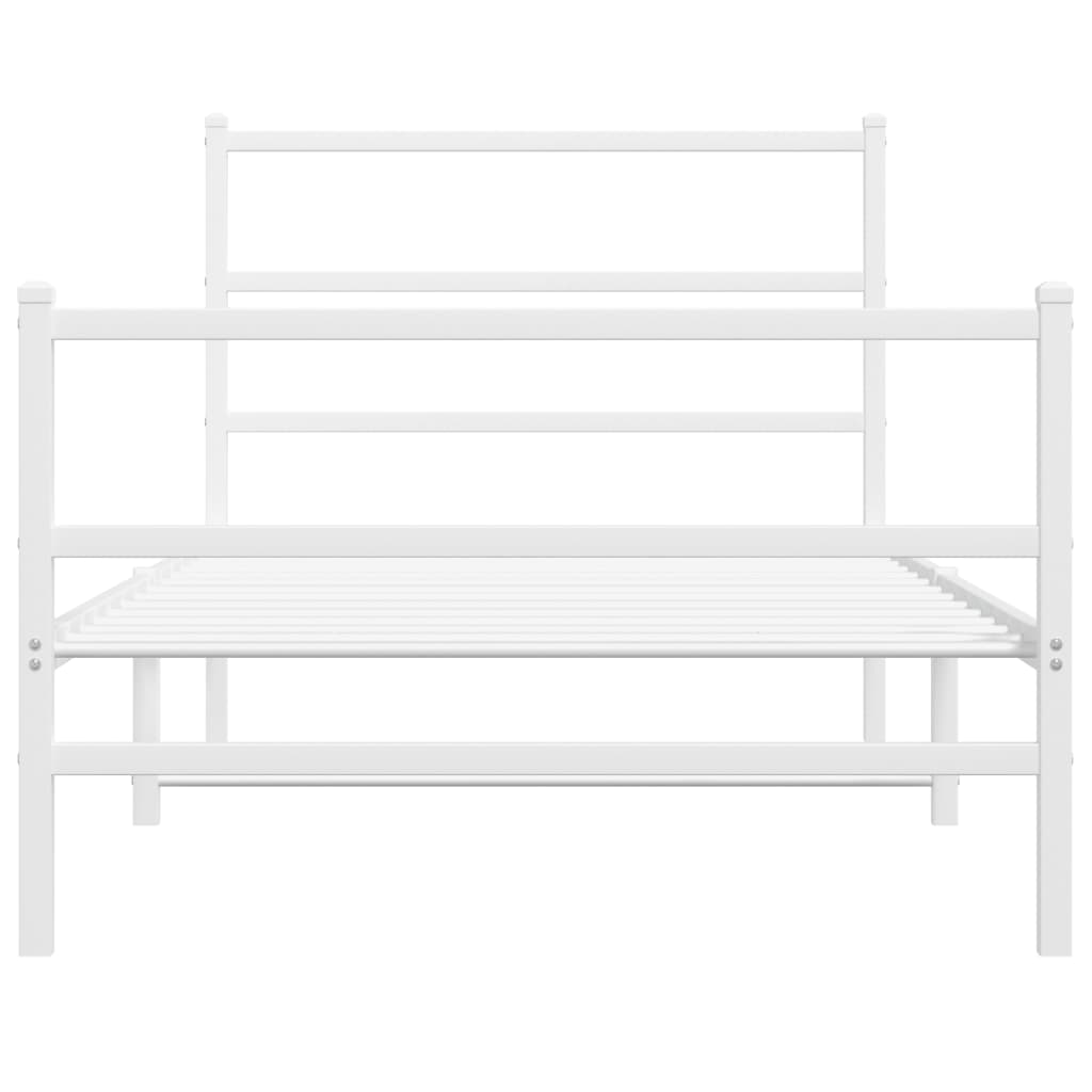 Cadru de pat metalic cu tăblie de cap/picioare  alb, 100x200 cm GartenMobel Dekor
