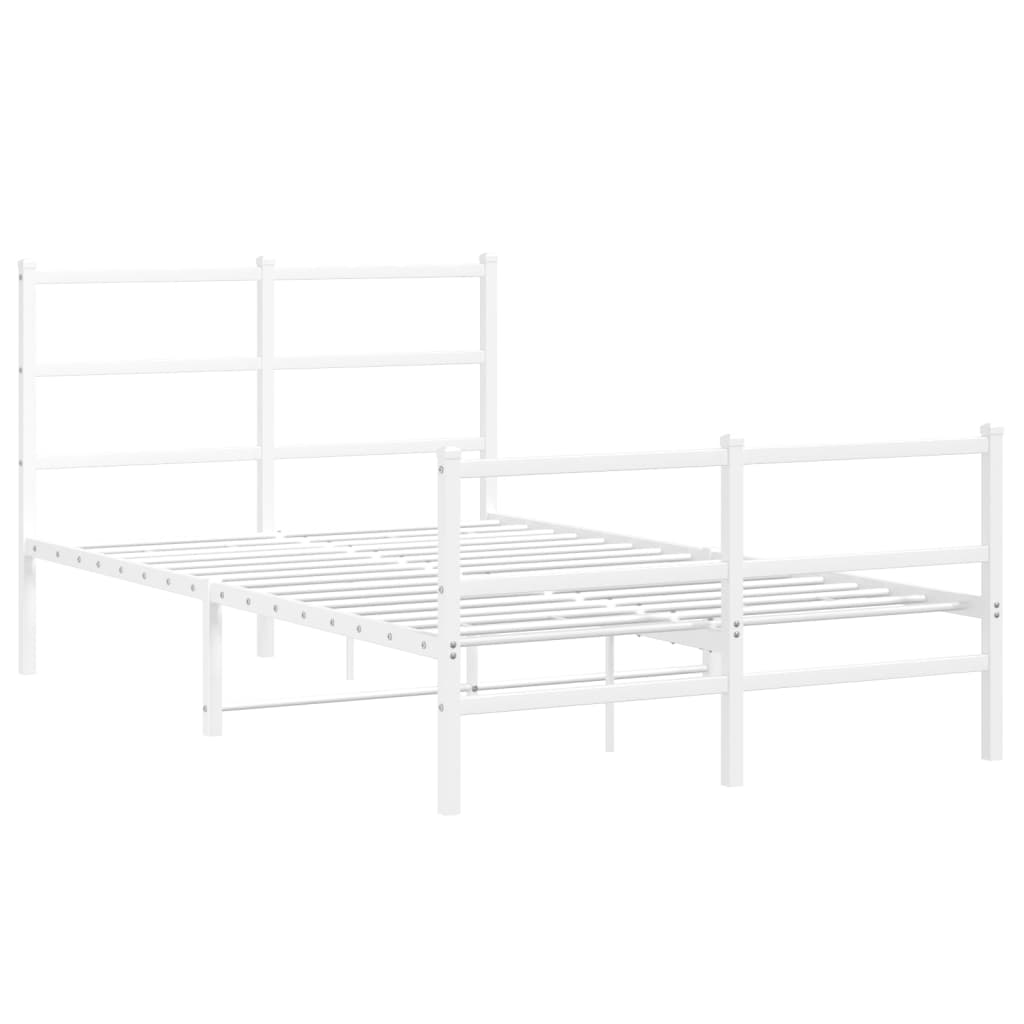 Cadru pat metalic cu tăblie de cap/picioare , alb, 120x200 cm GartenMobel Dekor