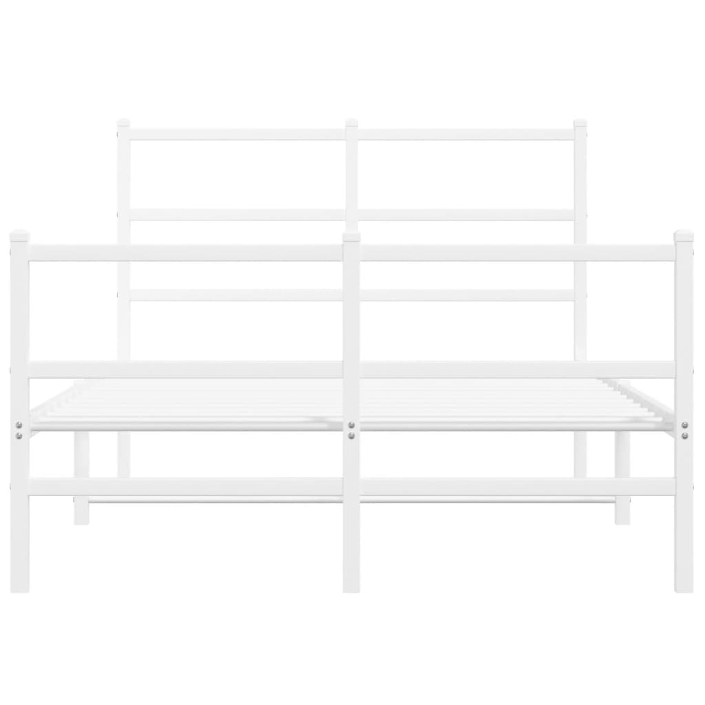 Cadru pat metalic cu tăblie de cap/picioare , alb, 120x200 cm GartenMobel Dekor