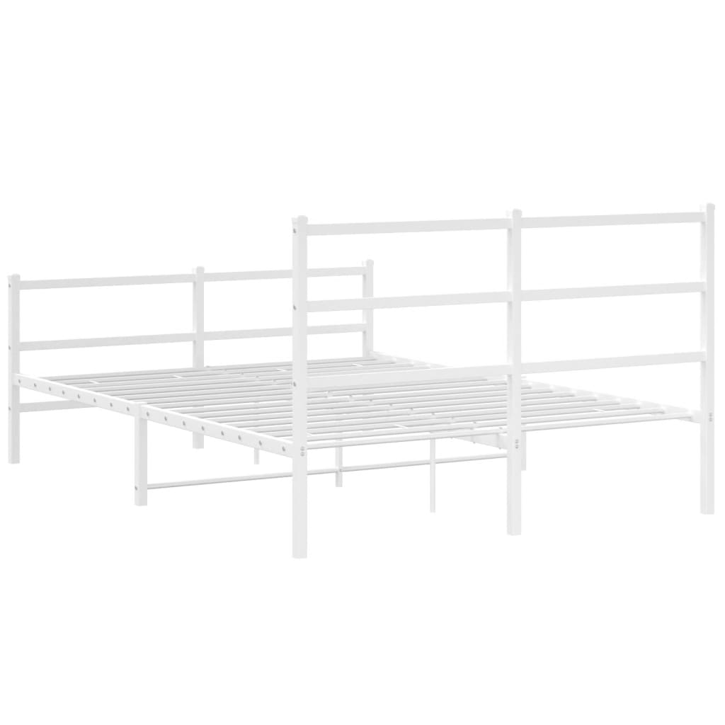 Cadru pat metalic cu tăblie de cap/picioare , alb, 135x190 cm GartenMobel Dekor