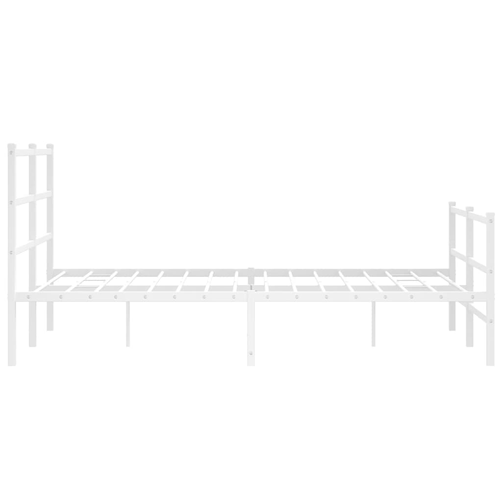 Cadru pat metalic cu tăblie de cap/picioare , alb, 135x190 cm GartenMobel Dekor
