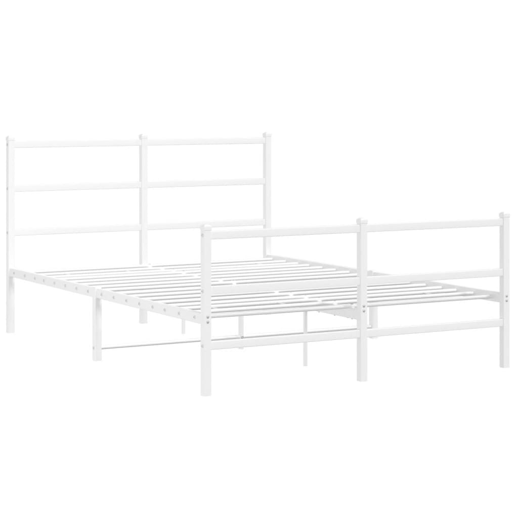 Cadru pat metalic cu tăblie de cap/picioare , alb, 140x190 cm GartenMobel Dekor