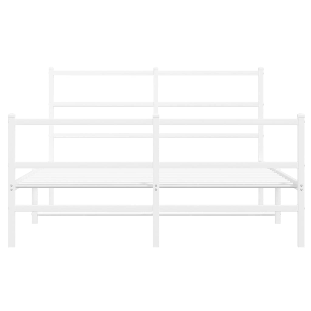 Cadru pat metalic cu tăblie de cap/picioare , alb, 140x190 cm GartenMobel Dekor