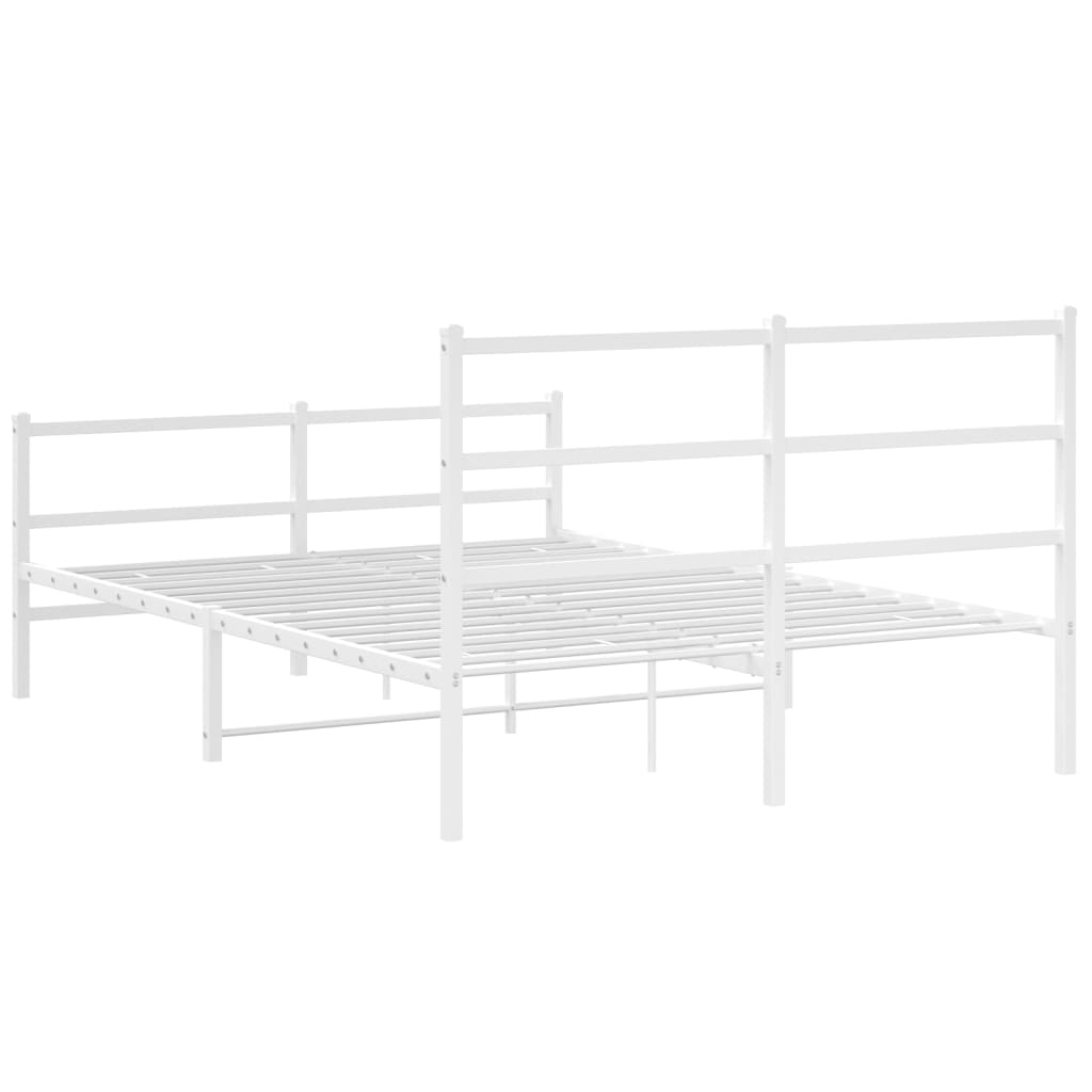 Cadru pat metalic cu tăblie de cap/picioare , alb, 140x190 cm GartenMobel Dekor