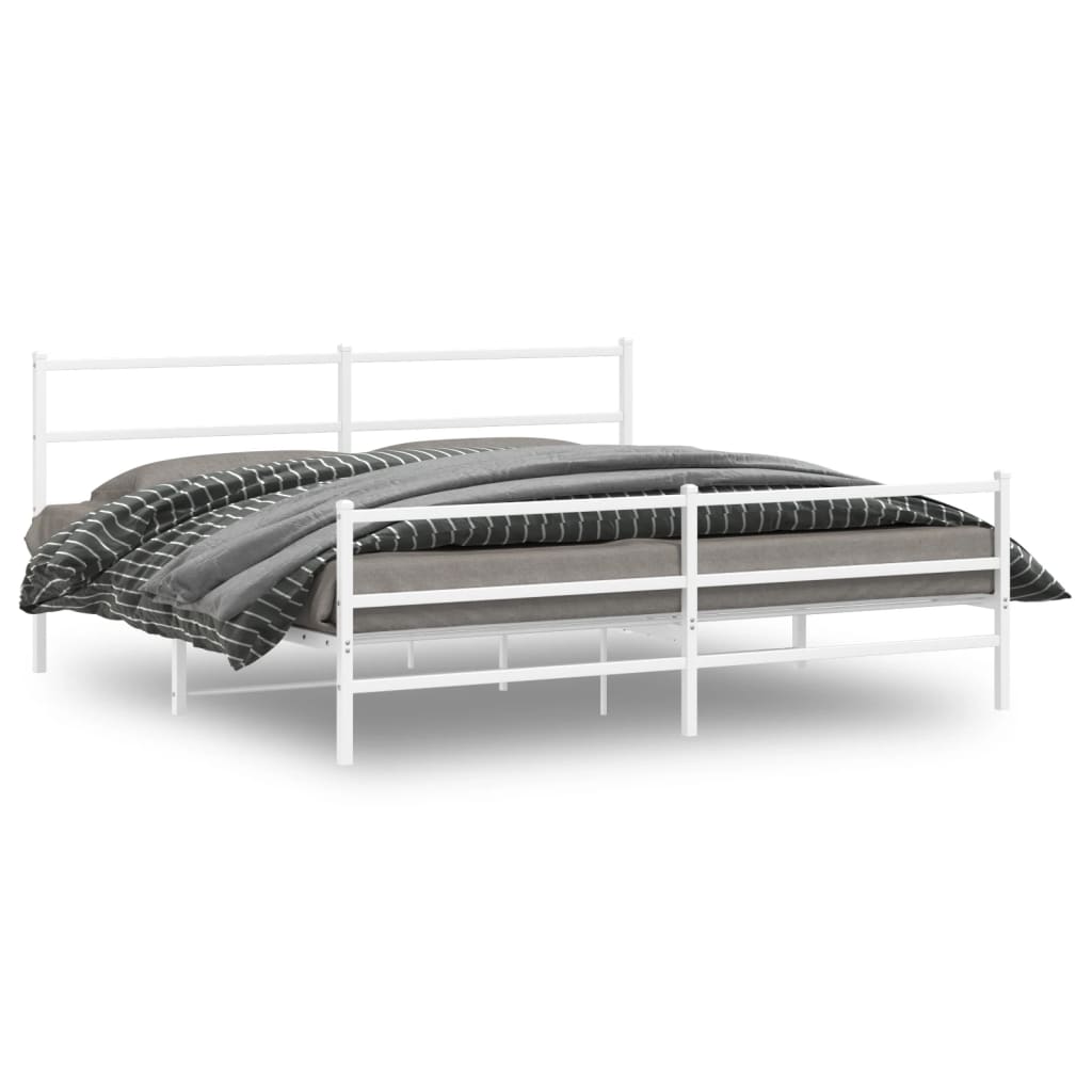 Cadru pat metalic cu tăblie de cap/picioare , alb, 183x213 cm GartenMobel Dekor