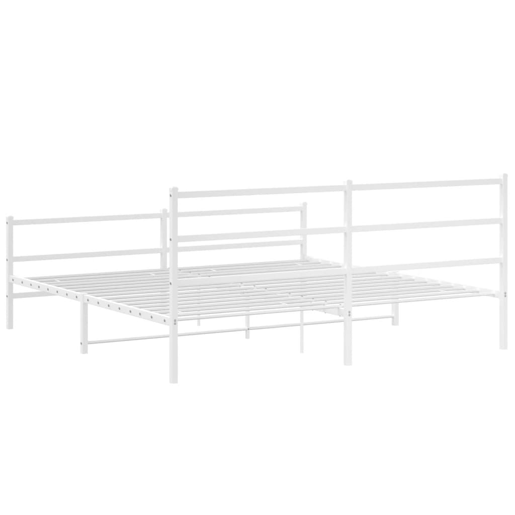 Cadru pat metalic cu tăblie de cap/picioare , alb, 183x213 cm GartenMobel Dekor