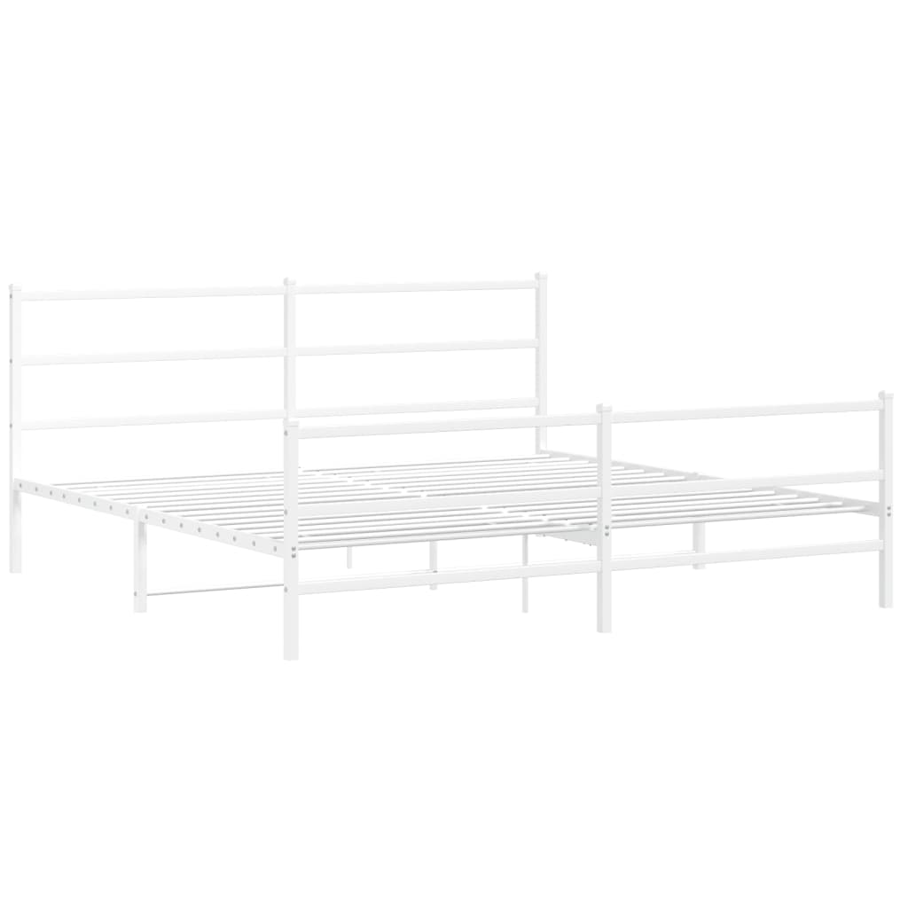 Cadru pat metalic cu tăblie de cap/picioare , alb, 183x213 cm GartenMobel Dekor