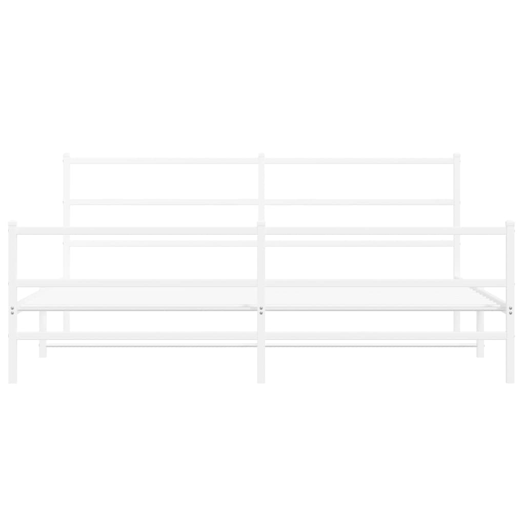Cadru pat metalic cu tăblie de cap/picioare , alb, 183x213 cm GartenMobel Dekor