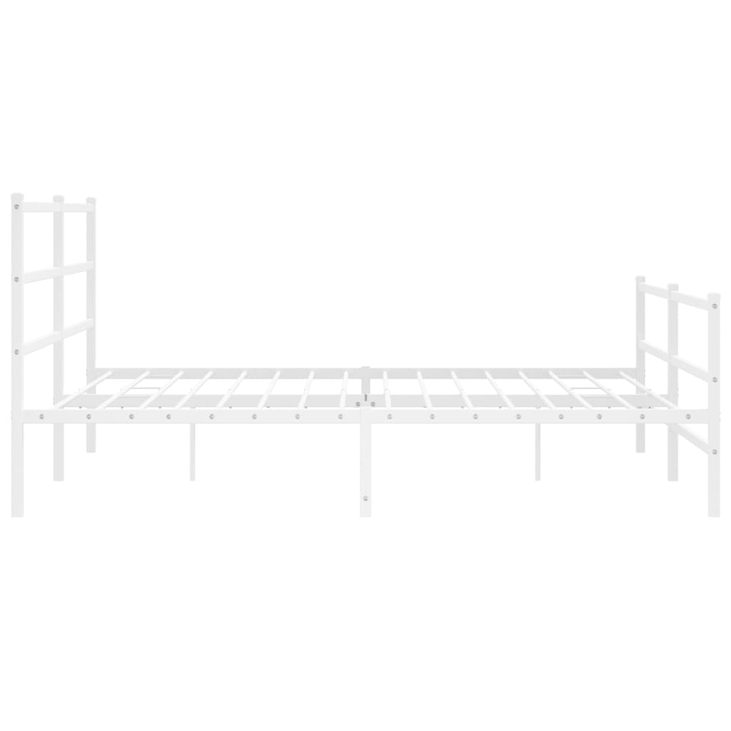 Cadru pat metalic cu tăblie de cap/picioare , alb, 193x203 cm GartenMobel Dekor