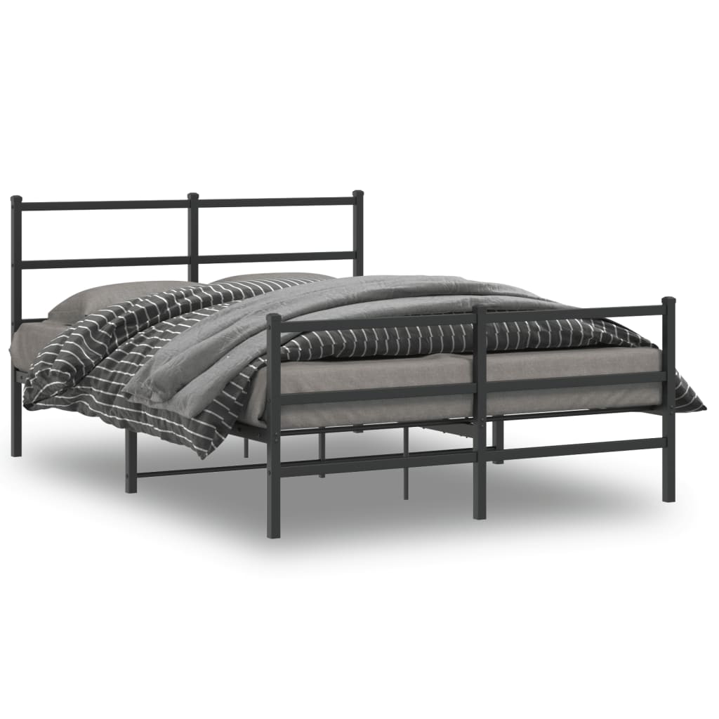 Cadru pat metalic cu tăblie de cap/picioare , negru, 135x190 cm GartenMobel Dekor
