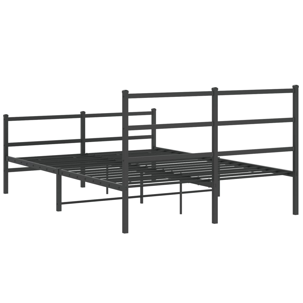Cadru pat metalic cu tăblie de cap/picioare , negru, 135x190 cm GartenMobel Dekor
