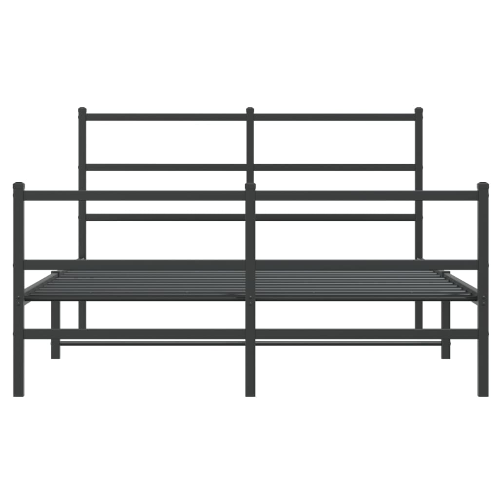 Cadru pat metalic cu tăblie de cap/picioare , negru, 135x190 cm GartenMobel Dekor
