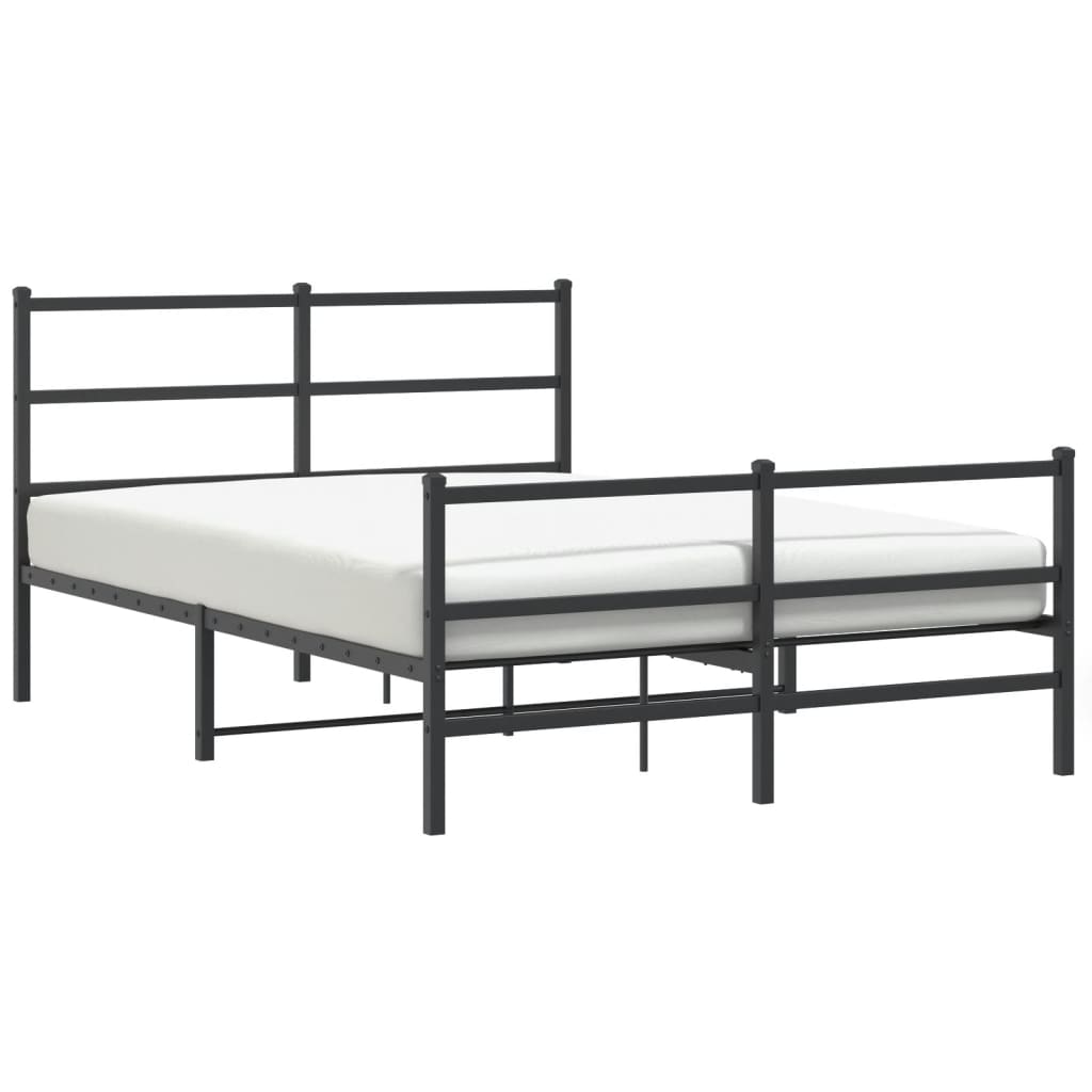 Cadru pat metalic cu tăblie de cap/picioare , negru, 135x190 cm GartenMobel Dekor