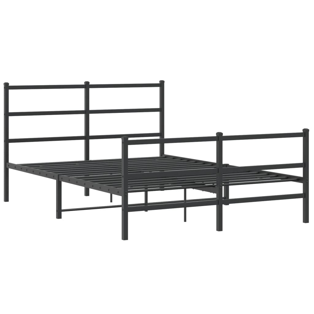 Cadru pat metalic cu tăblie de cap/picioare , negru, 135x190 cm GartenMobel Dekor