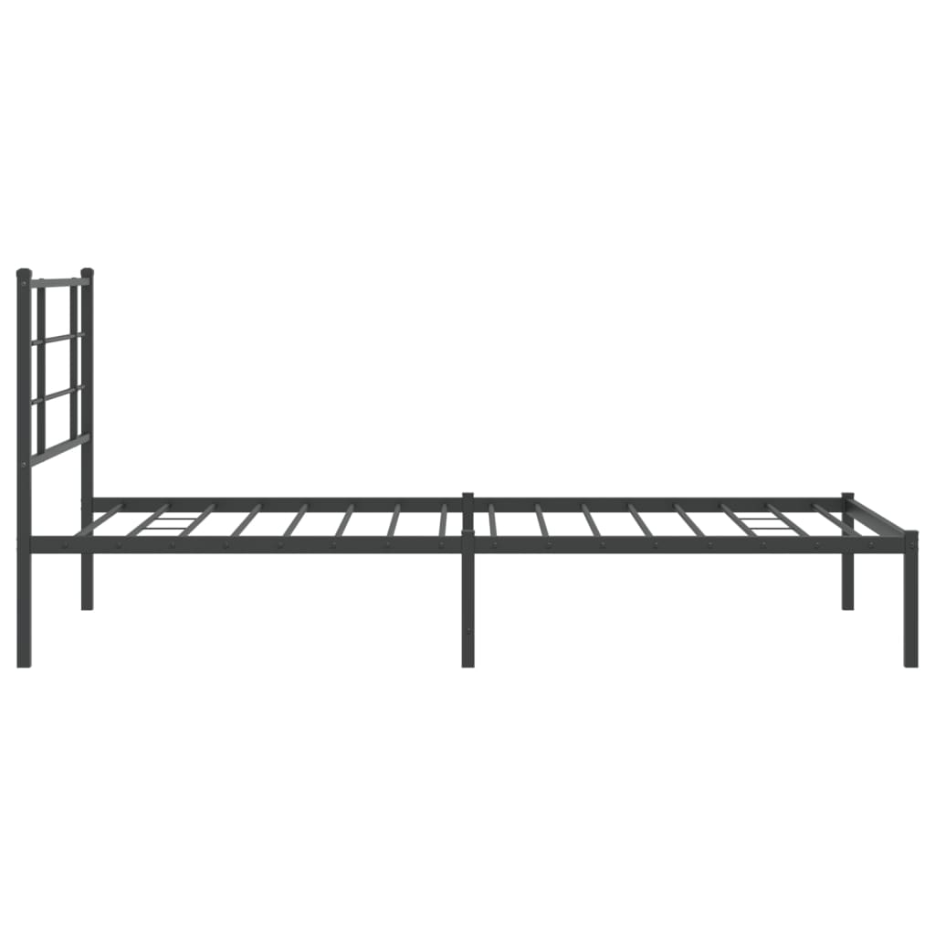 Cadru de pat din metal cu tăblie, negru, 107x203 cm GartenMobel Dekor