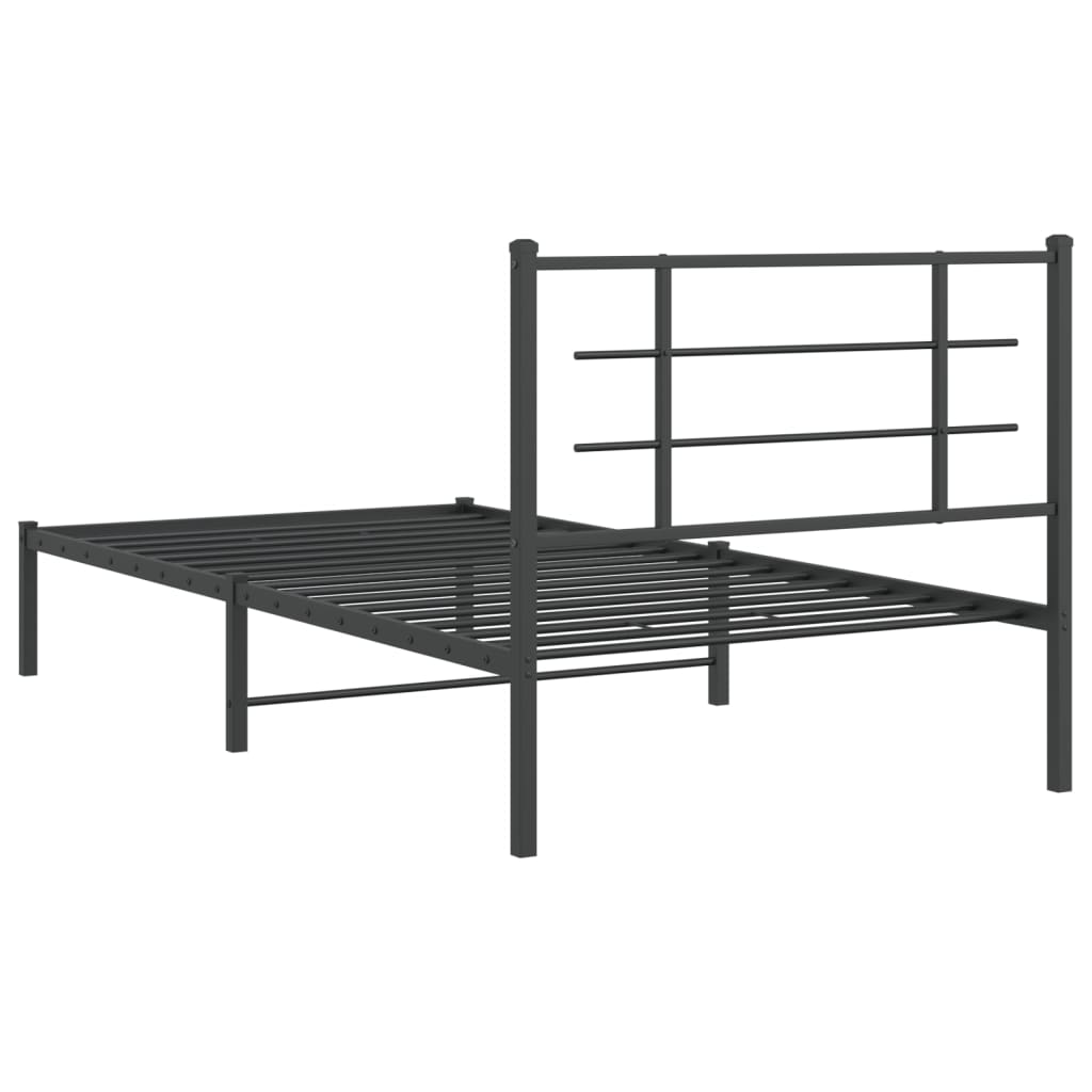 Cadru de pat din metal cu tăblie, negru, 107x203 cm GartenMobel Dekor
