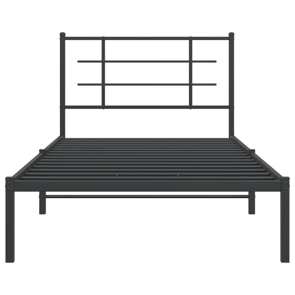 Cadru de pat din metal cu tăblie, negru, 107x203 cm GartenMobel Dekor