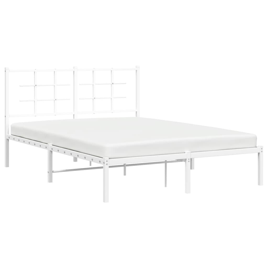 Cadru de pat metalic cu tăblie, alb, 135x190 cm GartenMobel Dekor