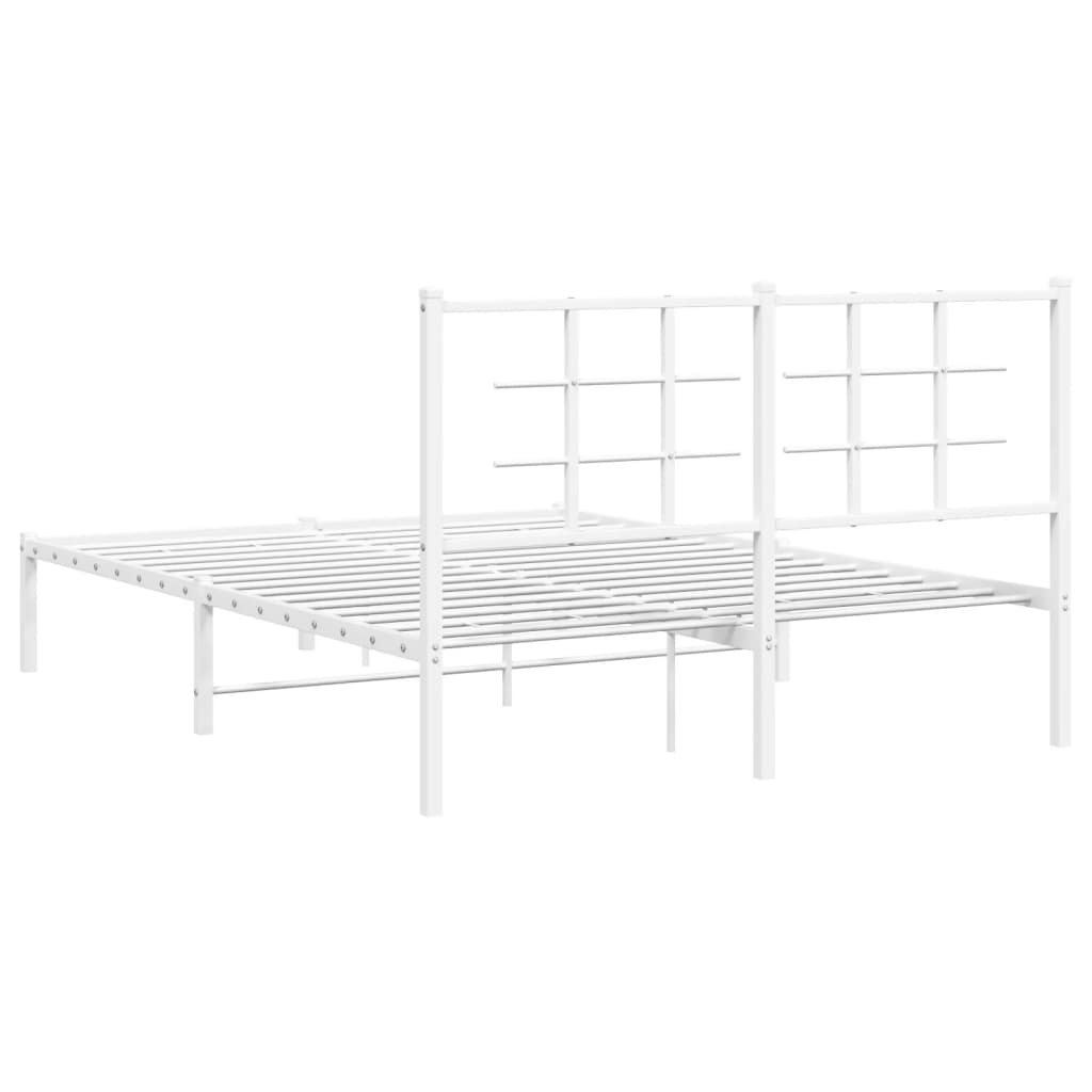 Cadru de pat metalic cu tăblie, alb, 140x190 cm GartenMobel Dekor