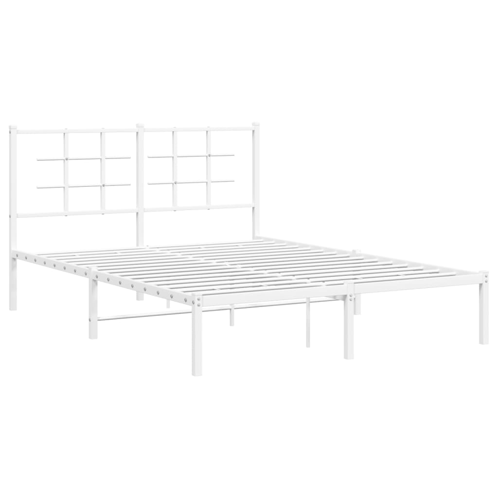 Cadru de pat metalic cu tăblie, alb, 140x190 cm GartenMobel Dekor