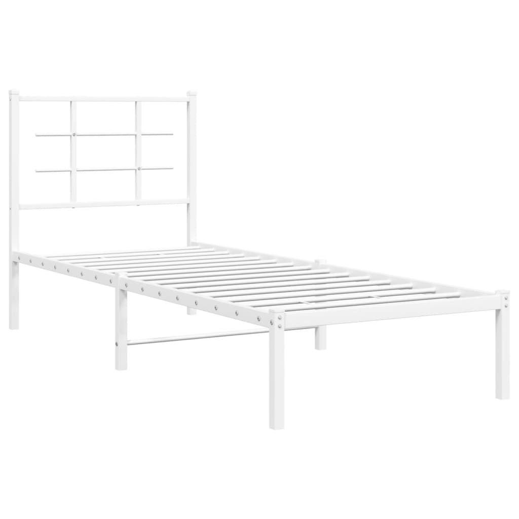 Cadru de pat metalic cu tăblie, alb, 80x200 cm GartenMobel Dekor
