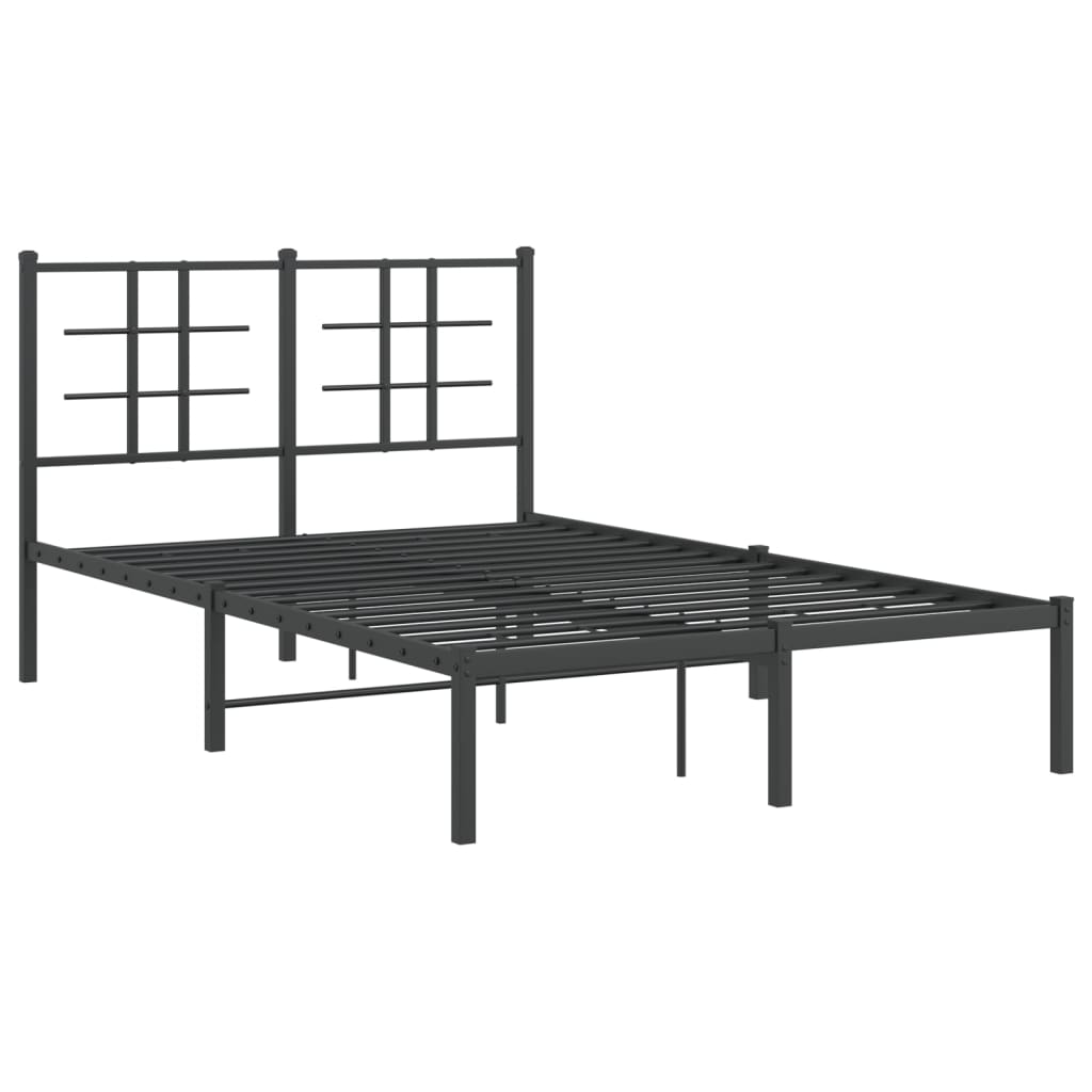 Cadru de pat metalic cu tăblie, negru, 120x190 cm GartenMobel Dekor