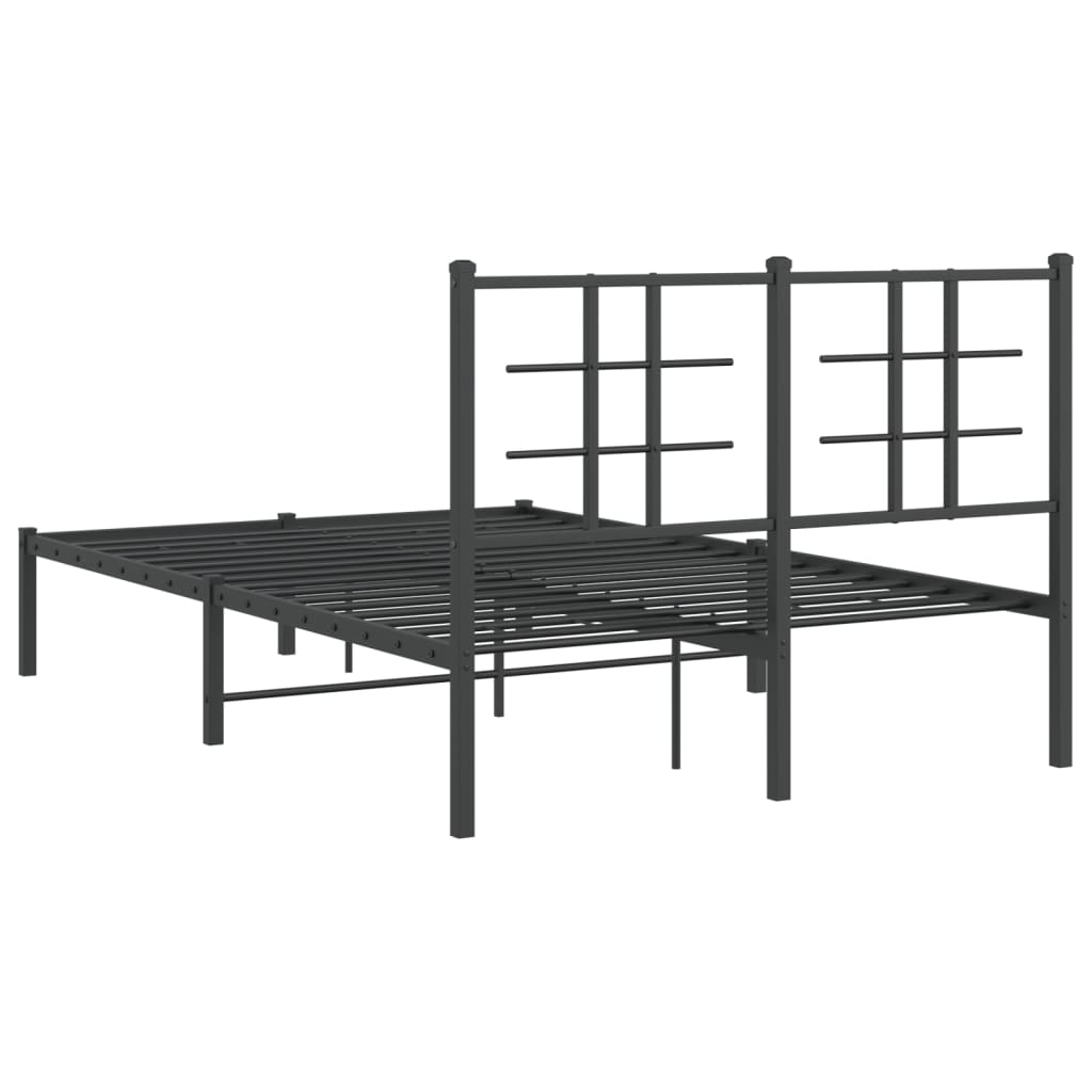 Cadru de pat metalic cu tăblie, negru, 120x190 cm GartenMobel Dekor