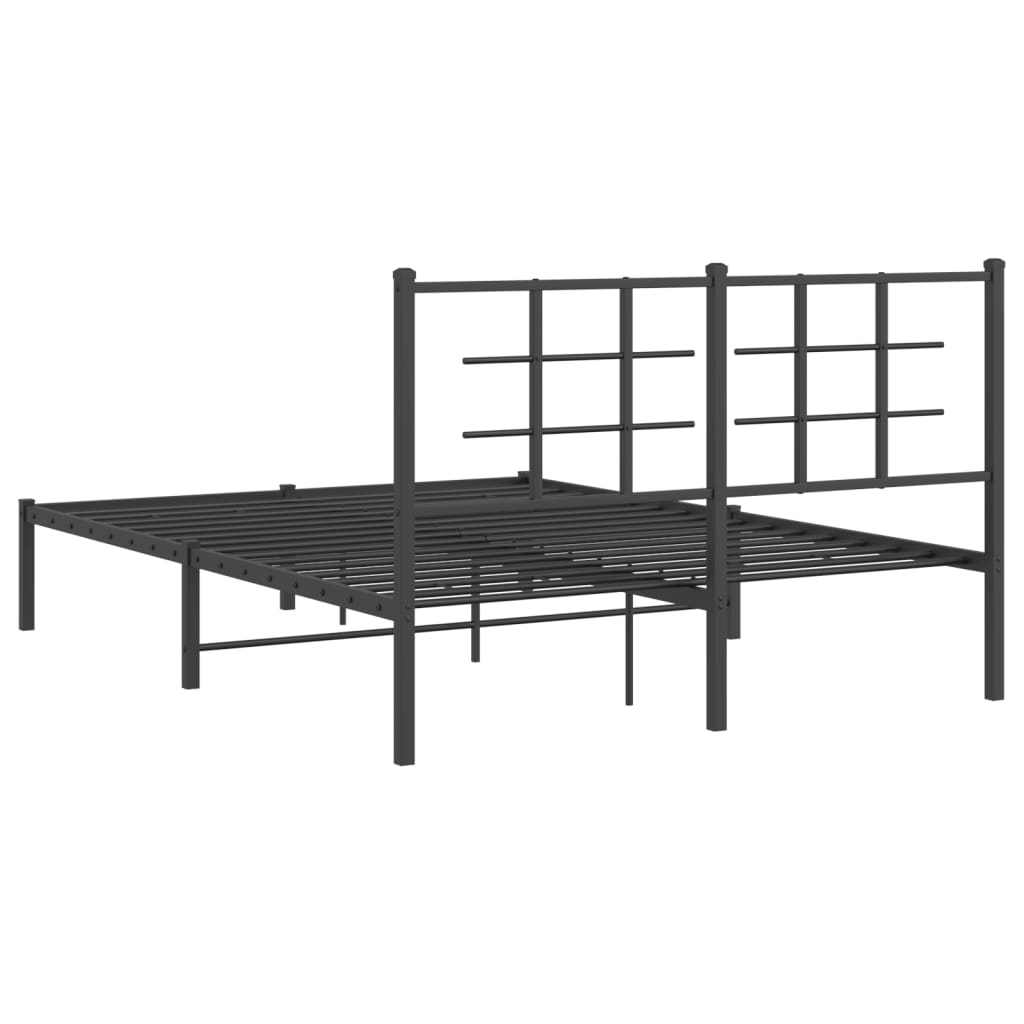 Cadru de pat metalic cu tăblie, negru, 140x200 cm GartenMobel Dekor