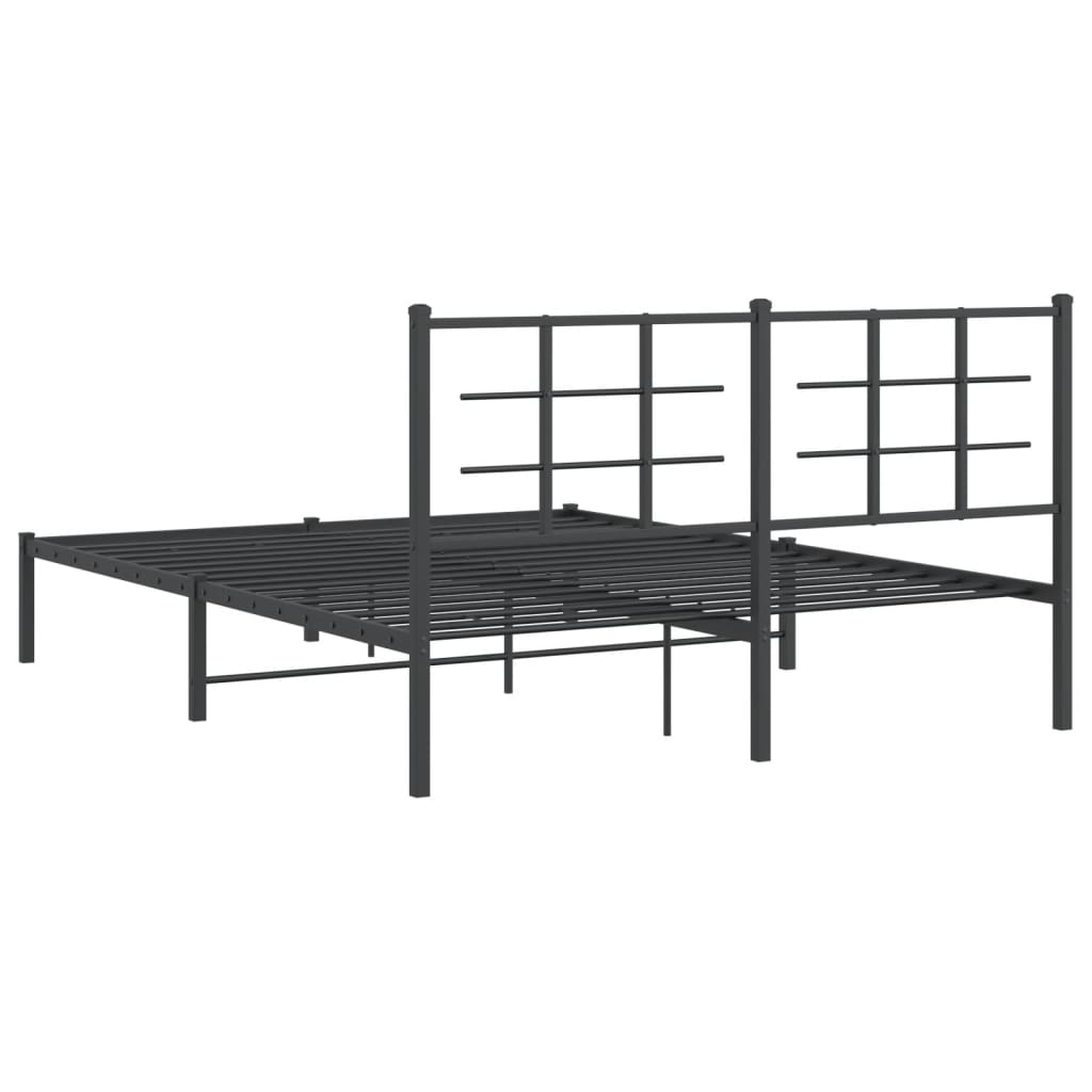 Cadru de pat metalic cu tăblie, negru, 150x200 cm GartenMobel Dekor