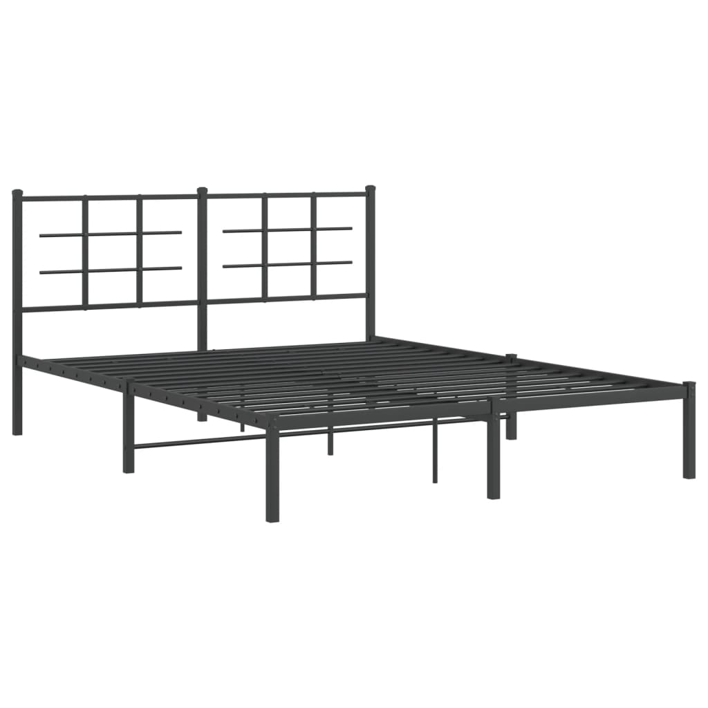 Cadru de pat metalic cu tăblie, negru, 150x200 cm GartenMobel Dekor