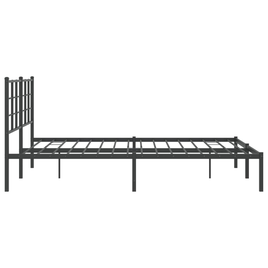 Cadru de pat metalic cu tăblie, negru, 150x200 cm GartenMobel Dekor