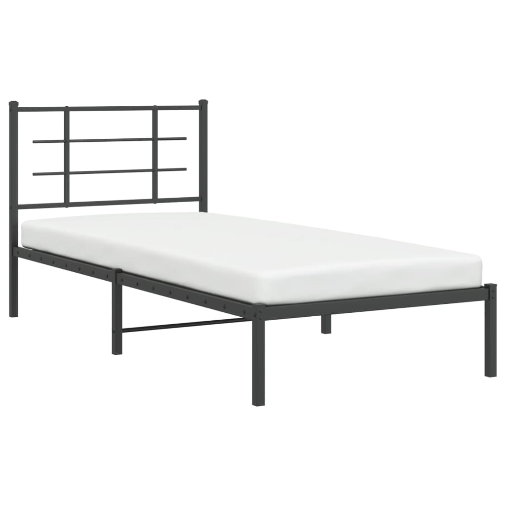 Cadru de pat metalic cu tăblie, negru, 90x190 cm GartenMobel Dekor